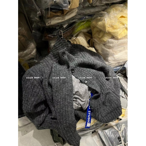 韓國東大門2025秋冬款寬松慵懶風針織開衫高級感高領加厚毛衣外套 韓國東大門2025秋冬款寬松慵懶風針織開衫高級感高領加厚毛衣外套