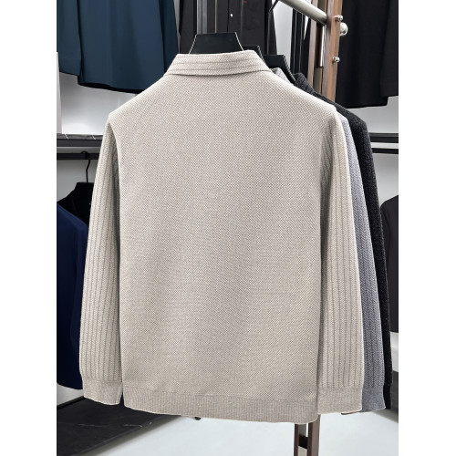 啄木鳥冬季男士中老年假兩件雪貂絨毛衣翻領加絨加厚保暖打底衫潮