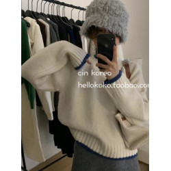 白色浣熊絨毛衣女秋冬內搭打底衫套頭韓系羊毛衫超好看短款針織衫