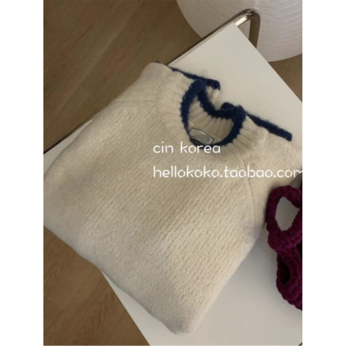 白色浣熊絨毛衣女秋冬內搭打底衫套頭韓系羊毛衫超好看短款針織衫 白色浣熊絨毛衣女秋冬內搭打底衫套頭韓系羊毛衫超好看短款針織衫