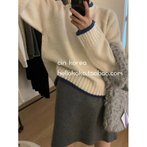 白色浣熊絨毛衣女秋冬內搭打底衫套頭韓系羊毛衫超好看短款針織衫 白色浣熊絨毛衣女秋冬內搭打底衫套頭韓系羊毛衫超好看短款針織衫