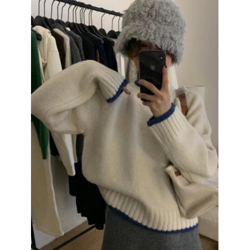 白色浣熊絨毛衣女秋冬內搭打底衫套頭韓系羊毛衫超好看短款針織衫 白色浣熊絨毛衣女秋冬內搭打底衫套頭韓系羊毛衫超好看短款針織衫