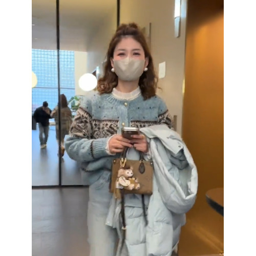 費爾島提花復古軟糯毛衣外套女秋季新款慵懶寬松百搭針織開衫上衣 費爾島提花復古軟糯毛衣外套女秋季新款慵懶寬松百搭針織開衫上衣