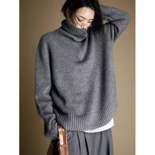 慵懶風秋冬半拉鍊毛衣女士百搭翻領寬松外穿大碼羊毛針織衫上衣厚 慵懶風秋冬半拉鍊毛衣女士百搭翻領寬松外穿大碼羊毛針織衫上衣厚