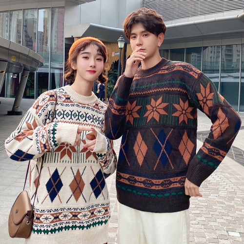 情侶裝冬裝2025新款寬松慵懶風冬季大款毛衣女加厚內穿百搭針織衫
