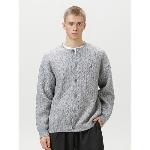 潮牌質感刺綉開衫毛衣男秋冬新款重磅加厚肌理針織衫復古圓領外套