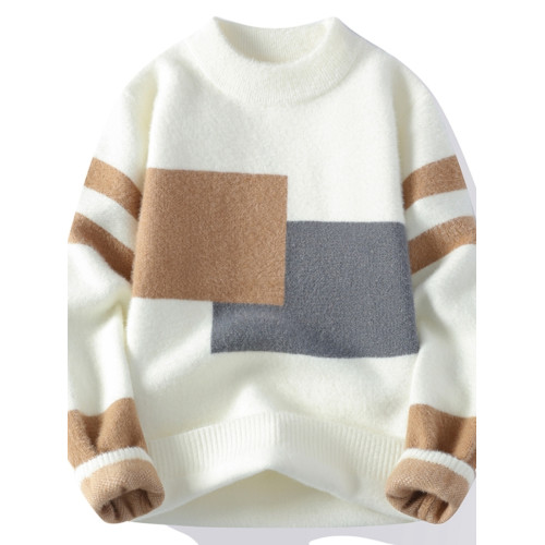 毛衣男秋冬款青少年線衣針織打底衫高中學生仿水貂絨加厚保暖衣潮