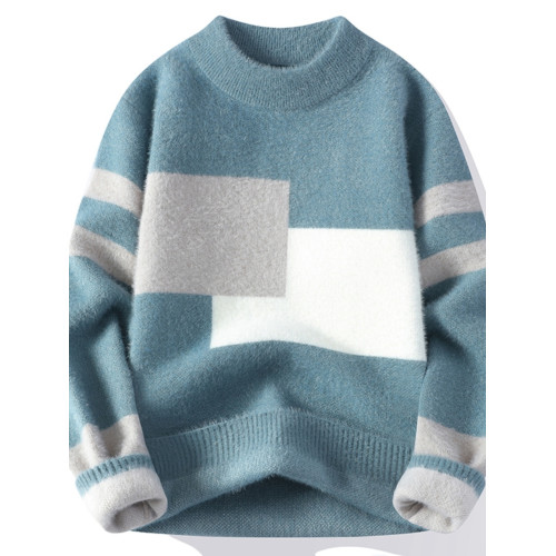 毛衣男秋冬款青少年線衣針織打底衫高中學生仿水貂絨加厚保暖衣潮