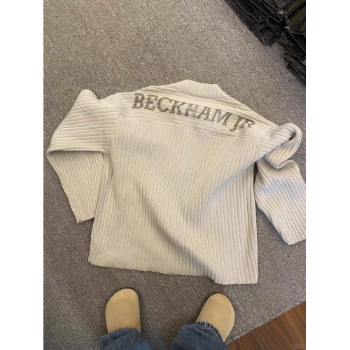 米灰色做舊V領針織外套潮牌美式復古打底衫設計感ins慵嬾紋理毛衣