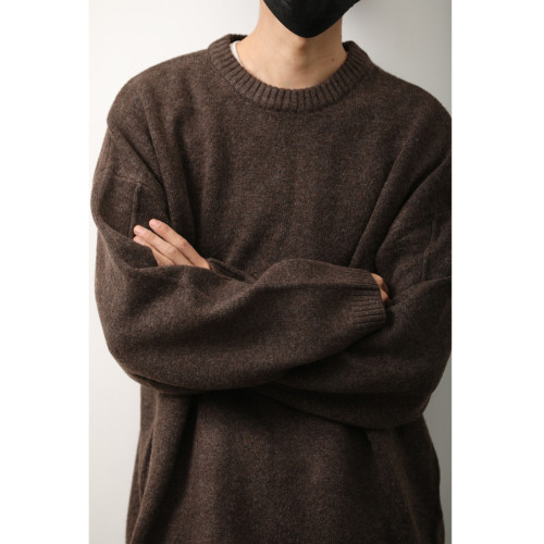 秋冬季日系復古純色圓領毛衣男女內搭休閒保暖基礎針織打底衫上衣