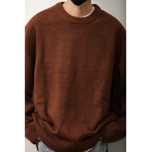 秋冬季日系復古純色圓領毛衣男女內搭休閒保暖基礎針織打底衫上衣