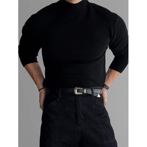 內搭款高彈半高領針織衫男秋冬高級感親膚保暖修身中領毛衣打底衫 內搭款高彈半高領針織衫男秋冬高級感親膚保暖修身中領毛衣打底衫