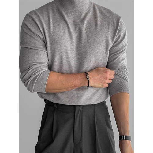 內搭款高彈半高領針織衫男秋冬高級感親膚保暖修身中領毛衣打底衫 內搭款高彈半高領針織衫男秋冬高級感親膚保暖修身中領毛衣打底衫