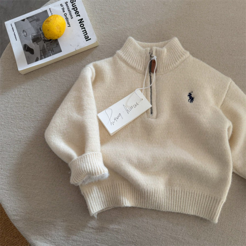 布呐呐兒2024童毛衣冬新品男女寶寶刺綉半高領針織加絨毛線套頭衫 布呐呐兒2024童毛衣冬新品男女寶寶刺綉半高領針織加絨毛線套頭衫