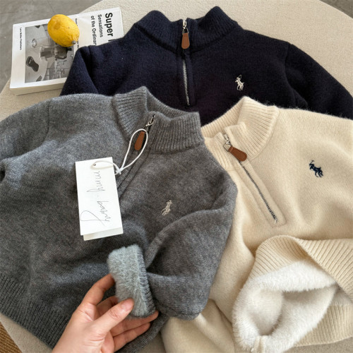 布呐呐兒2024童毛衣冬新品男女寶寶刺綉半高領針織加絨毛線套頭衫 布呐呐兒2024童毛衣冬新品男女寶寶刺綉半高領針織加絨毛線套頭衫