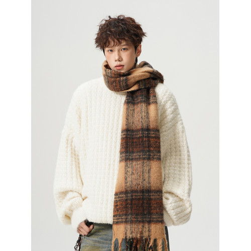 美式復古麻花圓領毛衣男秋季潮少年感針織衫外套寬鬆慵嬾風打底衫