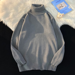 毛衣男高領2025秋冬新款港風長袖針織打底衫純色套頭情侶百搭上衣