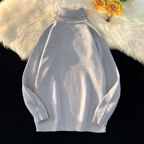 毛衣男高領2025秋冬新款港風長袖針織打底衫純色套頭情侶百搭上衣