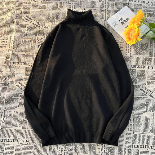 毛衣男高領2025秋冬新款港風長袖針織打底衫純色套頭情侶百搭上衣
