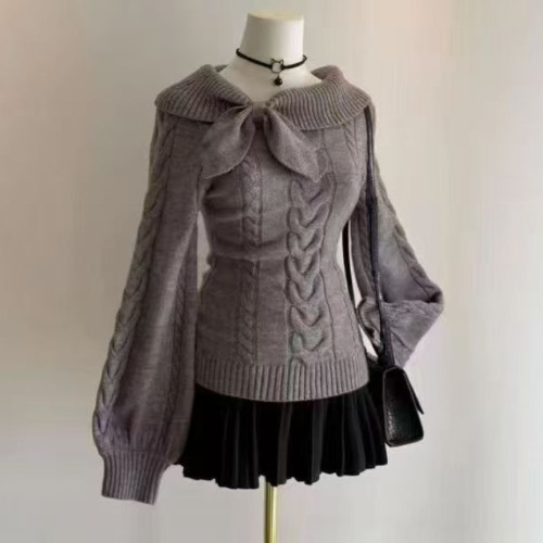 毛衣女秋冬季chic日系百搭甜美減齡兔耳領奈奈風收腰顯瘦長袖上衣 毛衣女秋冬季chic日系百搭甜美減齡兔耳領奈奈風收腰顯瘦長袖上衣