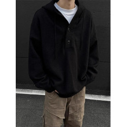 灰色美式復古連帽毛衣男款秋冬季慵嬾風cleanfit高級感針織衫外套