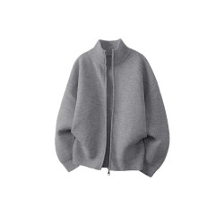 美式雙拉鍊毛衣開衫男女秋冬重磅寬鬆百搭慵嬾感簡約針織外套上衣