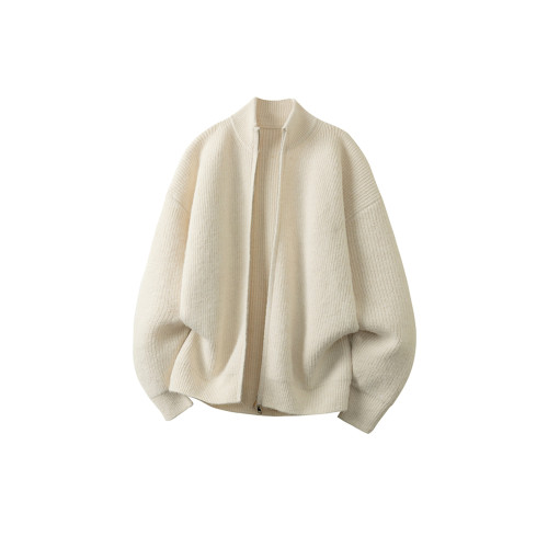 美式雙拉鍊毛衣開衫男女秋冬重磅寬鬆百搭慵嬾感簡約針織外套上衣