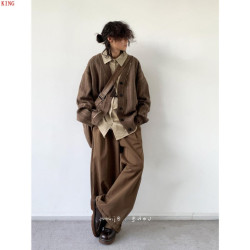 秋冬季日系復古穿搭整套中性條紋開衫毛衣男女學院風V領針織外套