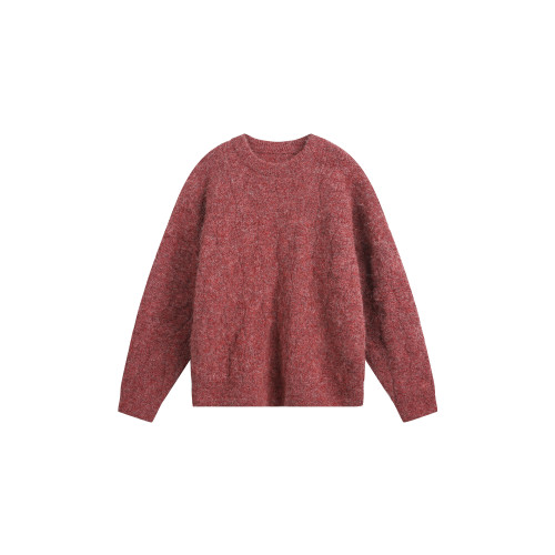 悟空有貨馬海毛肌理感圓領毛衣男女秋季寬鬆情侶休閒百搭針織上衣