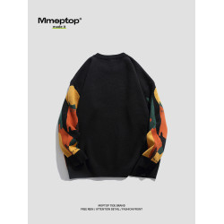 Mmoptop美式高街圓領毛衣男秋季情侶打底針織衫男士秋冬潮牌外套