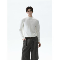 TURNTIDE 羊毛混紡萊賽爾半高領修身毛衣保暖鎖溫打底內搭針織衫