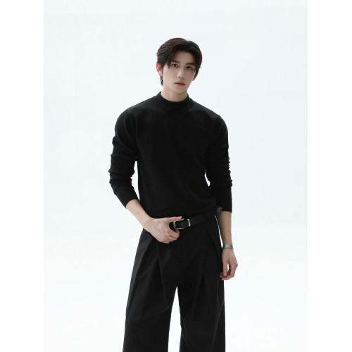 TURNTIDE 羊毛混紡萊賽爾半高領修身毛衣保暖鎖溫打底內搭針織衫