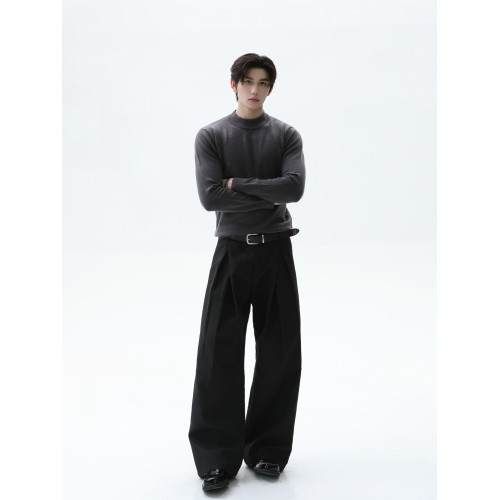 TURNTIDE 羊毛混紡萊賽爾半高領修身毛衣保暖鎖溫打底內搭針織衫