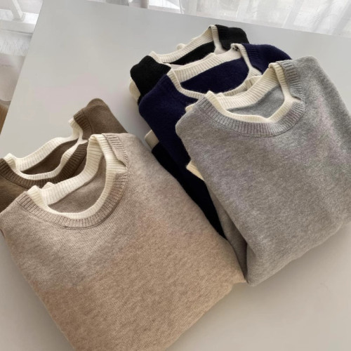 圓領針織衫外套女秋冬季新款寬松顯瘦假兩件開叉拼接套頭減齡毛衣 圓領針織衫外套女秋冬季新款寬松顯瘦假兩件開叉拼接套頭減齡毛衣