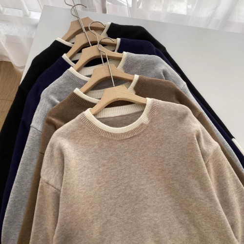 圓領針織衫外套女秋冬季新款寬松顯瘦假兩件開叉拼接套頭減齡毛衣 圓領針織衫外套女秋冬季新款寬松顯瘦假兩件開叉拼接套頭減齡毛衣