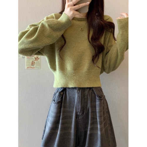 軟糯短款套頭毛衣女春秋洋氣復古慵懶風針織打底衫小個子內搭上衣 軟糯短款套頭毛衣女春秋洋氣復古慵懶風針織打底衫小個子內搭上衣