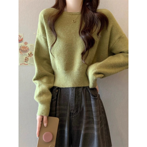 軟糯短款套頭毛衣女春秋洋氣復古慵懶風針織打底衫小個子內搭上衣 軟糯短款套頭毛衣女春秋洋氣復古慵懶風針織打底衫小個子內搭上衣