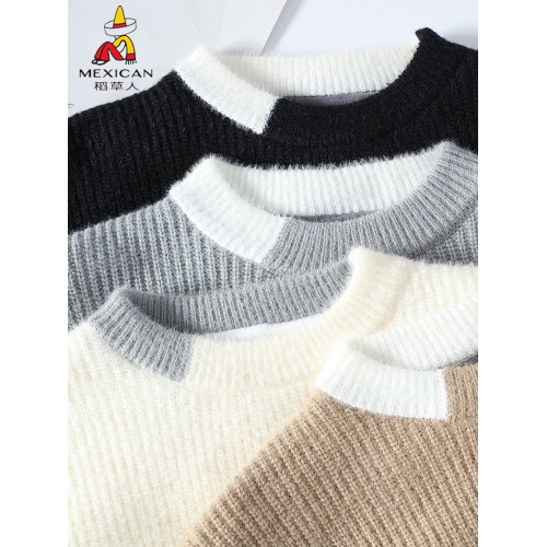 稻草人毛衣慵懶風入冬高級感穿搭男加絨加厚軟糯圓領內搭針織衫男