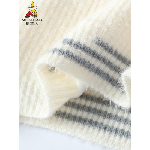 稻草人毛衣慵懶風入冬高級感穿搭男加絨加厚軟糯圓領內搭針織衫男