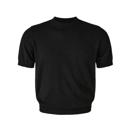 美式復古老錢風針織小圓領短袖男夏季健身顯肌肉休閒短款修身T恤