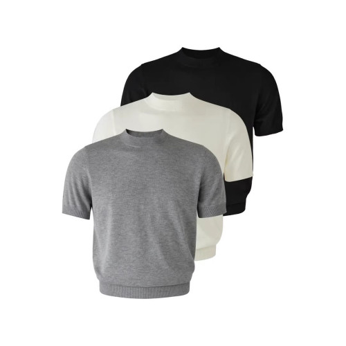 美式復古老錢風針織小圓領短袖男夏季健身顯肌肉休閒短款修身T恤