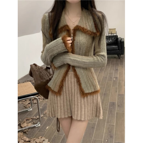 漸變復古拼色開衫毛衣外套女秋季慵懶修身顯瘦高級感翻領針織上衣 漸變復古拼色開衫毛衣外套女秋季慵懶修身顯瘦高級感翻領針織上衣