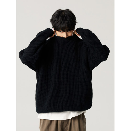 【限時9折】Vavu日系基礎華夫格針織衫秋冬寬松休閒毛衣cityboy潮