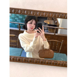慵懶風高級設計感高領毛衣女秋冬寬松外穿軟糯奶呼呼套頭白色上衣