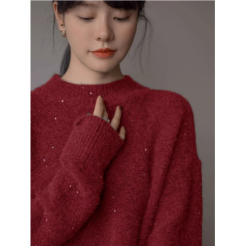 星空亮閃閃浣熊絨毛衣女秋冬黑色高級感亮片羊毛羊絨衫打底衫上衣 星空亮閃閃浣熊絨毛衣女秋冬黑色高級感亮片羊毛羊絨衫打底衫上衣