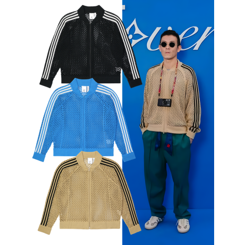 陳冠希同款聯名鏤空毛衣男美式三條桿網狀立領針織拉鍊開衫外套