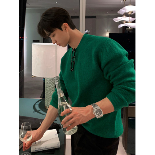 MRCYC慵懶風套頭毛衣男冬季寬松保暖上衣韓系潮流簡約圓領針織衫