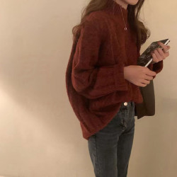 日系溫柔風麻花毛衣女秋冬設計感小衆慵懶風加厚半高領針織衫上衣