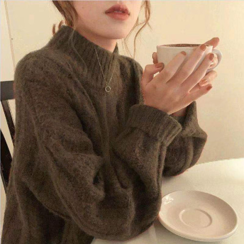日系溫柔風麻花毛衣女秋冬設計感小衆慵懶風加厚半高領針織衫上衣