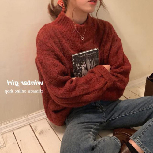 日系溫柔風麻花毛衣女秋冬設計感小衆慵懶風加厚半高領針織衫上衣